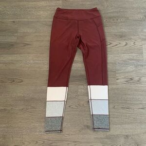 Gottex‎ Colorblock Leggings - Burgundy/Gray